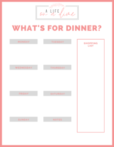 BLANK WEEKLY MENU