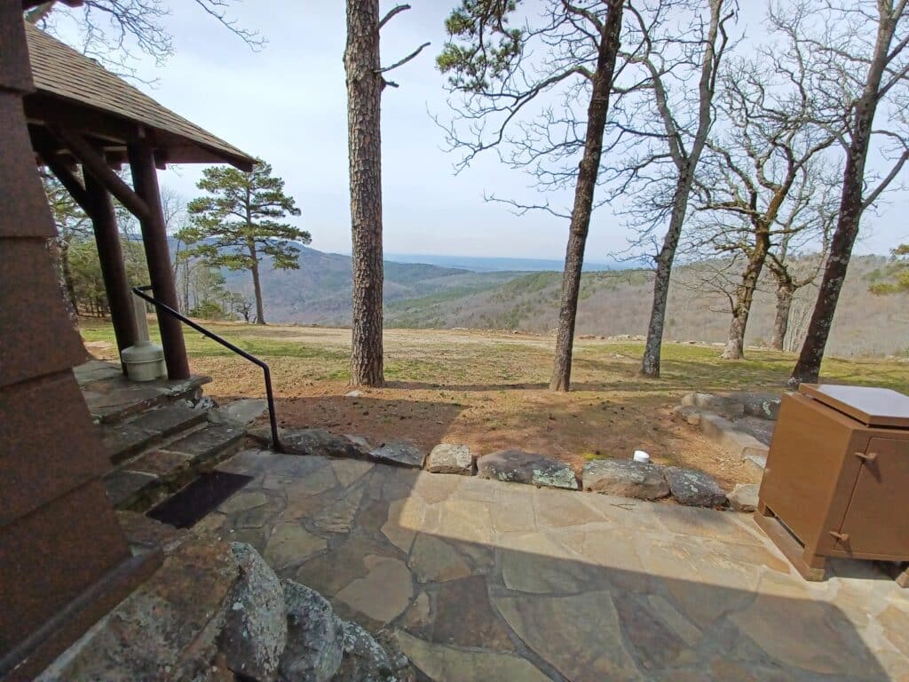 view from cabin at mt nebo state park